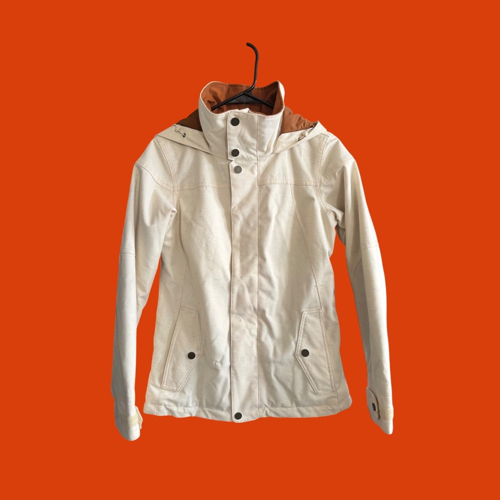 Burton Dryride Snowboard Jacket Cream Multi Fleck‎ Mushroom Lining Womens Small
